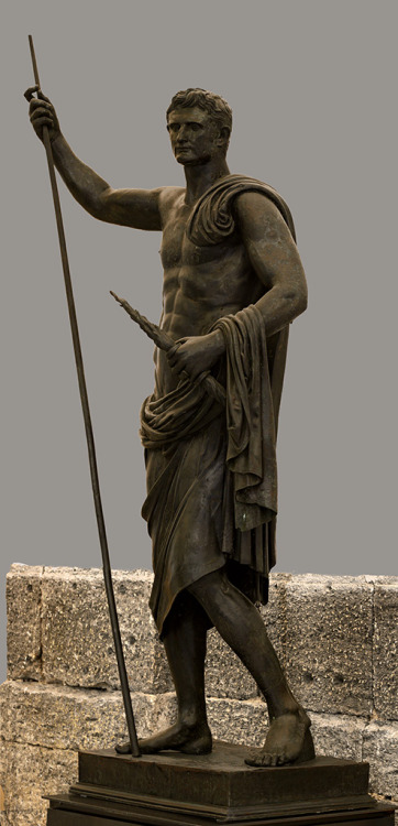 theancientwayoflife:~ Emperor Augustus as a nude hero.Date: A.D. 49-50 Medium: BronzeProvenance: Nap