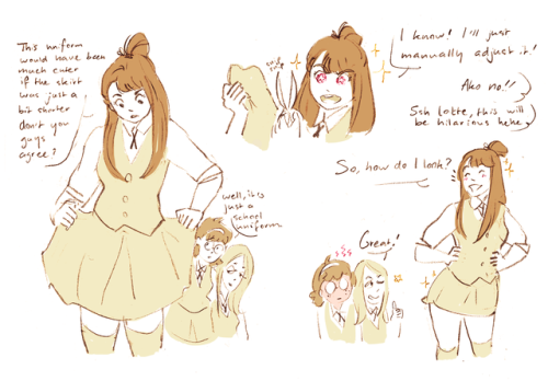 purpsart: Why does Akko have the shortest skirt in all of luna nova? idk really but I have a few the