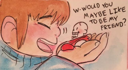 Tiny Pap Meets “giant” Frisk! :) For Friday’s Fluff! 
