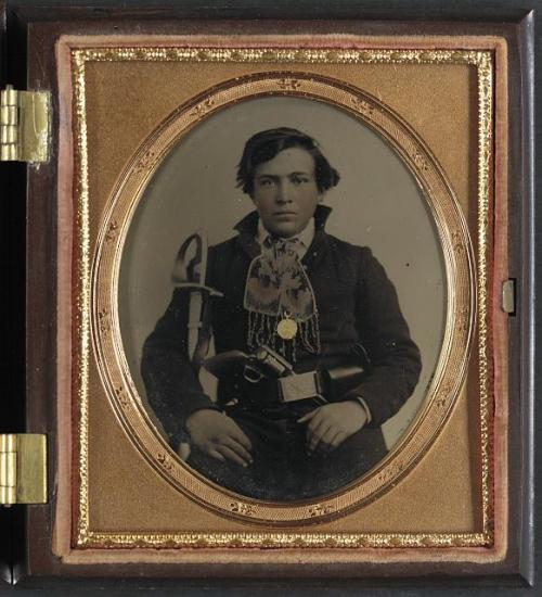 A Daguerreotype (I believe) of a Confederate Cavalry Trooper.