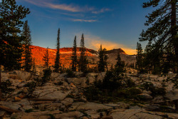 nature-hiking: Sunset on a mountain ridge