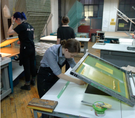 Printing in gold last week. Post and photo by Christopher Jones on the Open Studio Blog. 