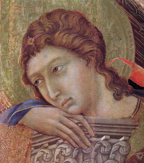 artist-buoninsegna:Madonna and Child on a throne (Front side fragment), 1308, Duccio di BuoninsegnaM