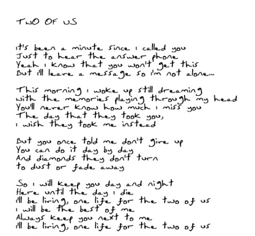 Louis Tomlinson Two Of Us Script Heart Song Lyric Print - Red Heart Print