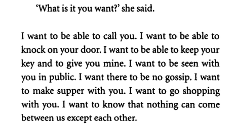 genderqueercloudstrife:aseaofquotes:Jeanette Winterson, The PowerBook [ ID:“What is it you want?” sh