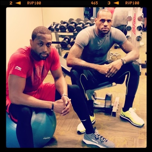 fuckyeahlbj:  @kingjames: Great efficient workout! Don’t waste time just get it done! @dwyanewade #StriveForGreatness 