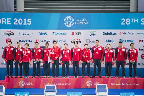 “Our  Singapore Men’s Water Polo team won the last Gold for Singapore at the  SEA Games 2015! Final Score: Singapore 15 Indonesia 10. Yip Yang scored 4  goals, Eugene Teo, Loh Zhi Zhi and Chiam Kun Yang, Marcus Goh scored 2  goals each while Lin