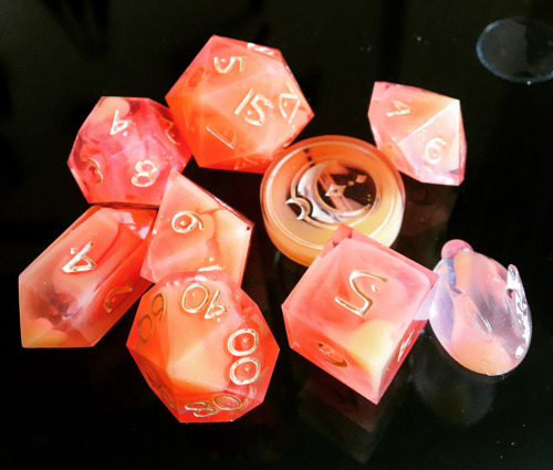 Dice mail from Cassiopeia Dice (I’m not sure if you have tumblr, sorry)These are called Tangerine Cr