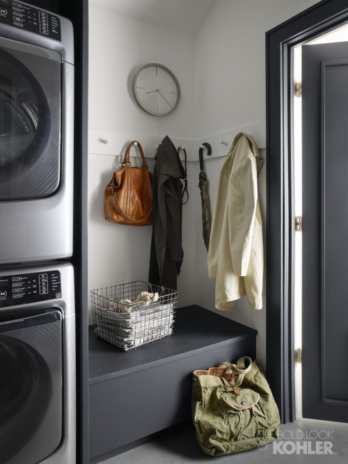 Stacking the washer and dryer conveniently off the kitchen is a brilliant solution for a first-floor