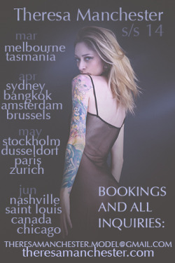 2014 TOUR!!! Mark your calendars and book your shoot :) :) Please reblog.  theresamanchester.model @ gmail.com www.theresamanchester.com