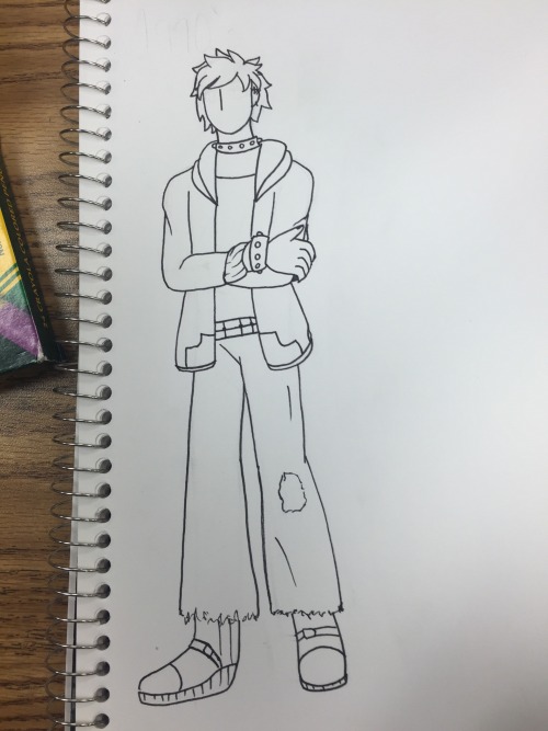 Yuuto In 90s Grunge-punk Fashion, From Sketch To Color.