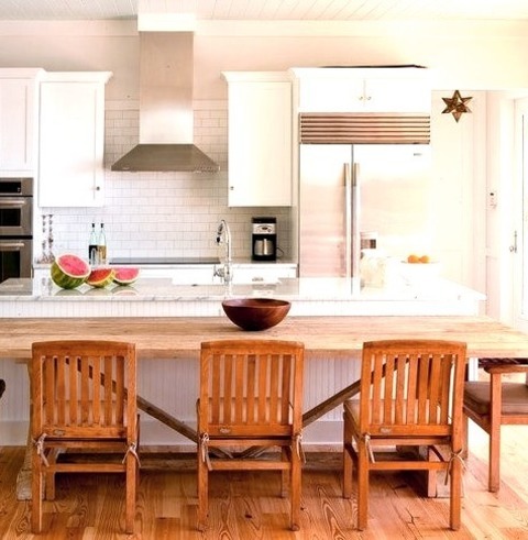 Beach Style KitchenOpen Concept Kitchen - Large Coastal Galley Medium Tone Wood Floor Open Concept Kitchen