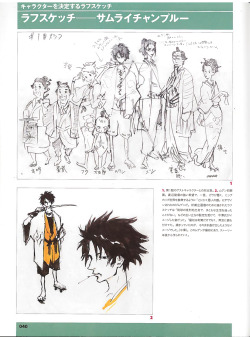 leseanthomas:  Early Samurai Champloo concept sketches of Mugen, Jin, FUU and random characters buy the incomparable KAZUTO NAKAZAWA ( Character Designer/animation supervisor). Joy. 