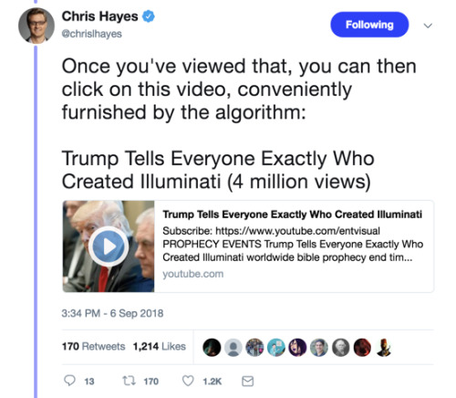 mediamattersforamerica:Chris Hayes hits the nail on the head here: YouTube’s algorithm continues to 