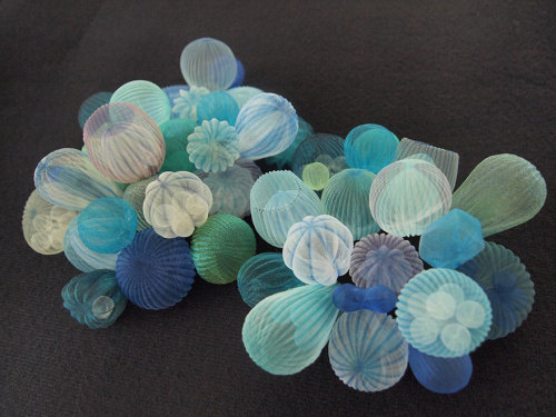 Sea-inspired jewellery made from translucent fabric by Mariko Kusumoto