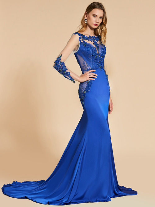 ericdressreviews:   Ericdress Mermaid Applique Beaded Backless Evening Dress With Long Sleeve http:/