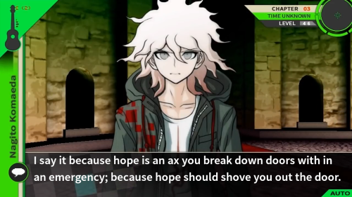 fakedrv3screenshots: Nagito: I say all this because hope is not like a lottery ticket you can sit on