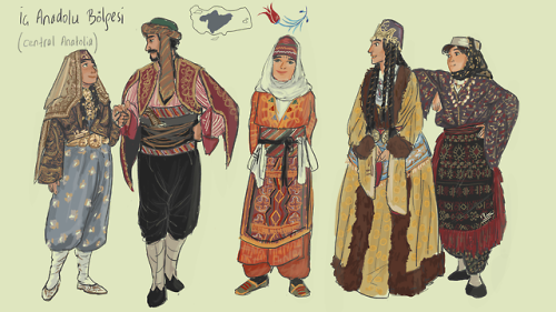 shebsart:Traditional costume of Anatolia’s seven regions.This was a personal project of mine since I