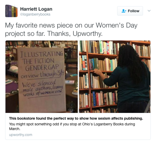 yourshipsaregross: micdotcom: Ohio bookstore shelves male-authored books backward to spotlight women