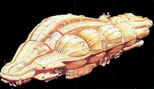 gameraboy:Some early concept art for the Nostromo and some repair robots by legendary sci-fi artist 