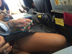 flashingthepublic:  Pussy airplane flashing! 