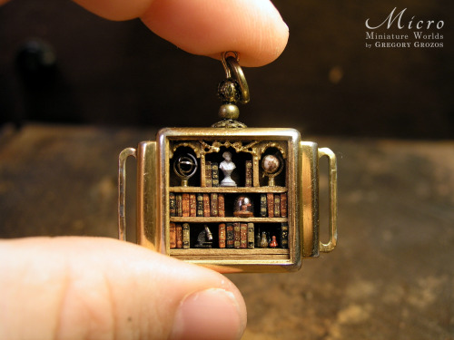 Here’s my latest miniature world! I find the library to be a powerful image, a symbol of our a