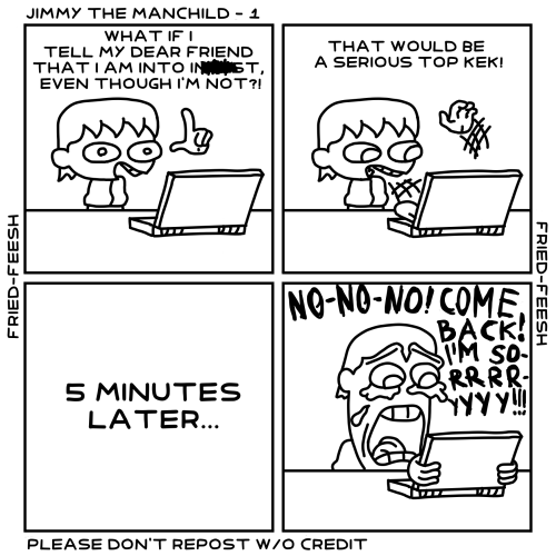 My New Webcomic Series, Jimmy The Manchild! It Permenantly Replaces My Hilda Funnies