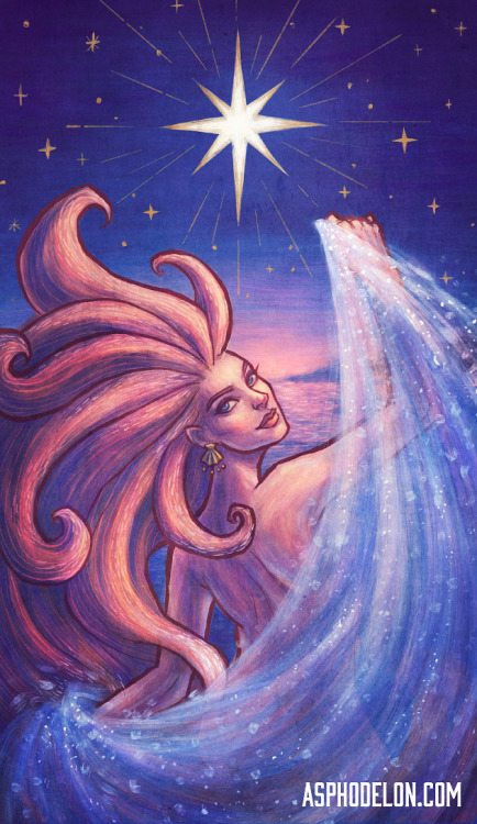 asphodelon:Aphrodite, The StarWe are now at 10/22 of the Major Arcana! Check out more WIPs and previ