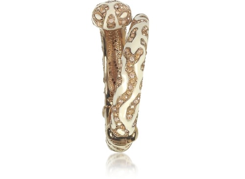 thecartierrug: Roberto Cavalli Golden Brass and Ivory Enamel Bangle with Crystals