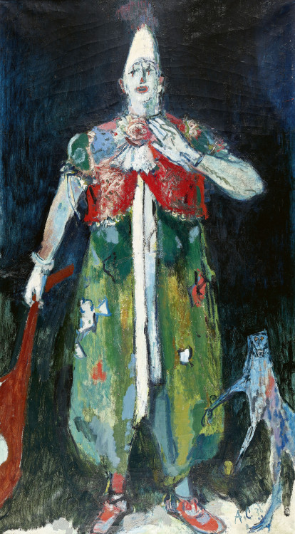 Alois Carigiet (Swiss, 1902-1985), Pierrot, 1936/52. Oil on canvas, 180.5 x 100 cm.