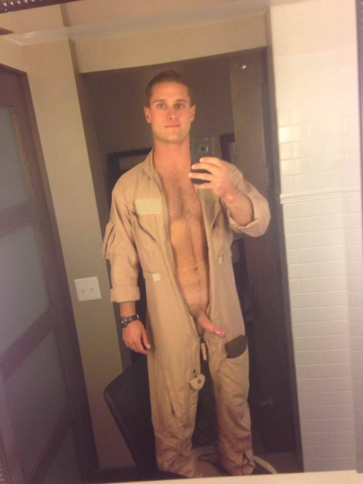 kicksforpigs:  nakedmanblog:  Airman  I’d love a pair of his sweaty coveralls 