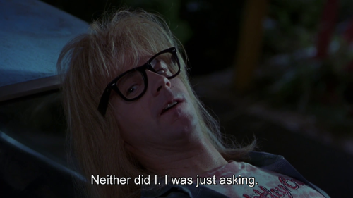 Trivia: When Wayne and Garth are on the hood of the car watching airplanes fly over, Garth asks Wayn