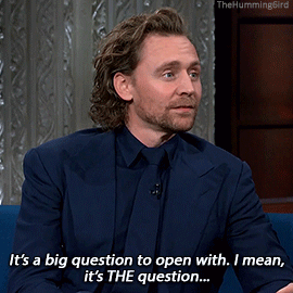 thehumming6ird: Tom Hiddleston and Stephen Colbert talk Hamlet, 16th September 2019Bonus: Because th