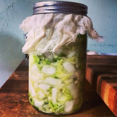 Let the fermentation begin… #firsttimemakingsaurkraut #csa #summahtimeproduce