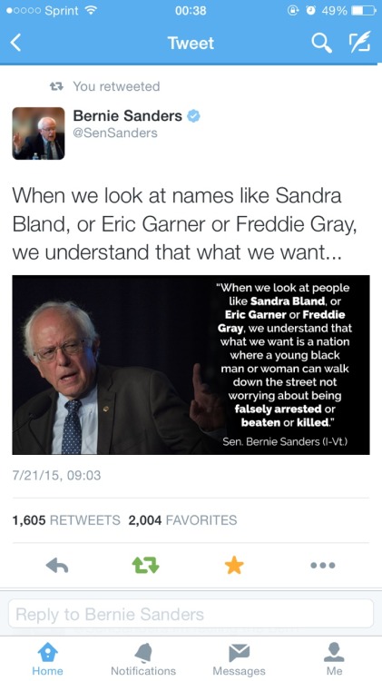 bernie-sanders2016:reverseracism:africanrelic:crazyykenziee:SHOUT OUT TO 2016 PRESIDENTIAL CANDIDATE