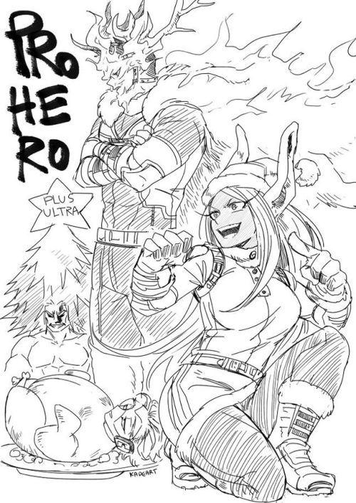 kadeart:  BNHA xmas base on Kohei sensei’s illustration on twitter >(x)