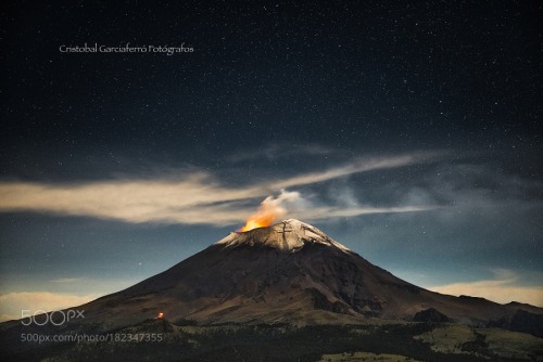 Fire in the Popocatepetl Crater by CristobalGarciaferroRubio