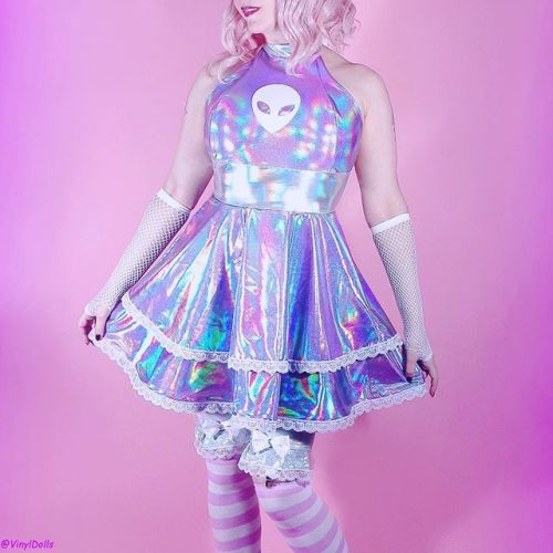 cbfirelight6104: ✨ New ✨ Holographic Lavender Alien Dress ~ in stock at VinylDolls.net (link in bio)