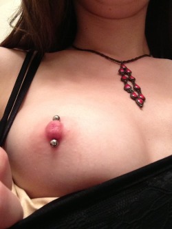 piercednipples:  VB submitted:  I love my vertical piercings! They’re not as weird as one might think! 