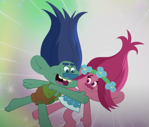 The adorable screenshots from the TBGO short called Ask Poppy: How to Dance Trolls Style (on Peacock