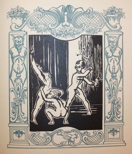 Célio ~ woodcut illustration for Les amis du crime by Marquis de Sade 1928.