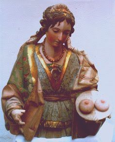 santsebastian:  royalturkeyz:  fandomsandfeminism:   fandomsandfeminism:  Look, I dont know a lot about saints and Catholicism,  but I know St. Agatha is always depicted with her breasts on a plate, and that’s sure something  Just a few more. This is