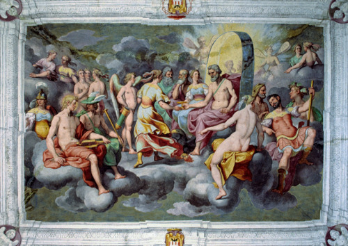 greekromangods:Ceiling Painting: Psyche Received on Mount Olympus1605Bernardo Castello (1557–1