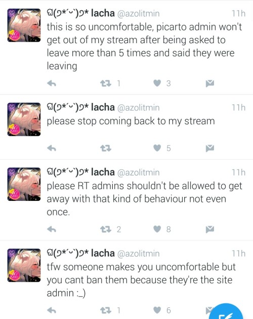 wuvvums: glwuffie: radprotag: PSA: picarto.tv admin being creepy as fuck and abusing their power for