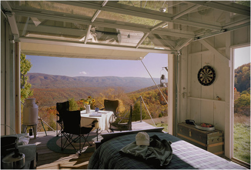 architags:  Broadhurst Architects. The Shack. South Fork Mountain. West Virginia. source. photos © Broadhurst Architects from the architects:  The shack was created as a logical step between tent camping, and the yet unrealized weekend cottage.