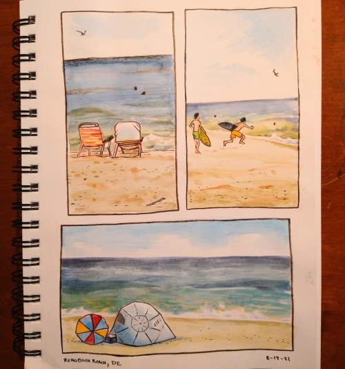 …though summer has its pros, too. #pleinair #beach #watercolor #ink #feelslikechildhood #ocea