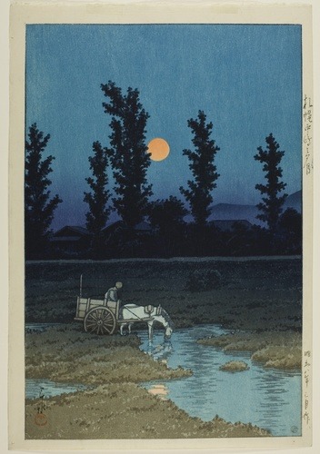 aic-asian:Evening Moon at Nakanoshima, Sapporo (Sapporo Nakanoshima no yuzuki), from the series “Col