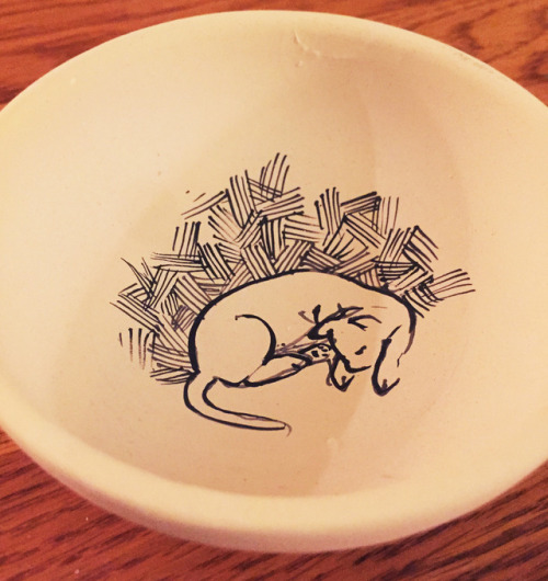 My potter mother makes the bowls and my illustrator hands paint the cats. Available only at 3rd Stre