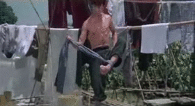 gutsanduppercuts:  I detest the phrase “like a boss” but here’s Yuen Biao doing his laundry. Taken from Yuen Woo Ping’s dark kung fu film, “Dreadnaught.”