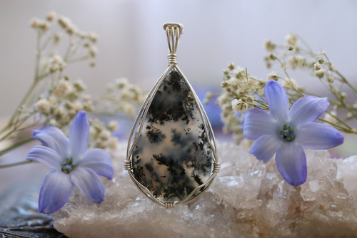 Beautiful turkish stick agate, moss agate und dendritic agate pendants in sterling silver handmade b